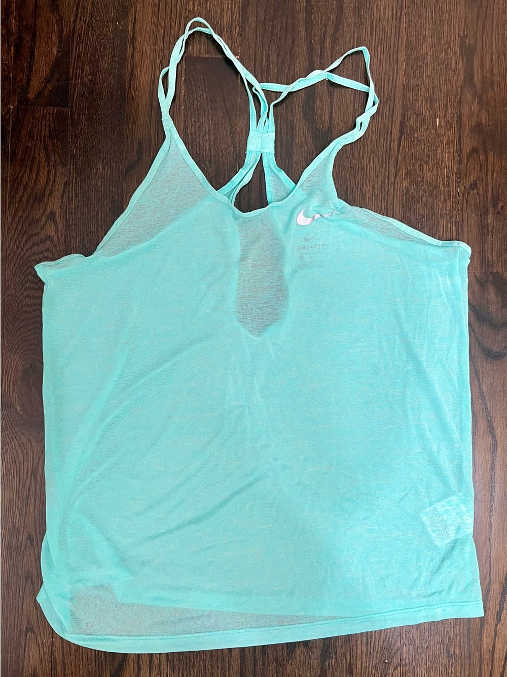 Nike Dri Fit Racerback Tank Top Aqua Blue Medium Workout Gym Yoga